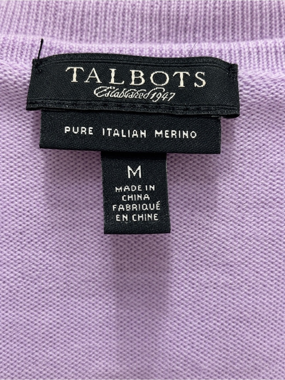 Talbots Pure Italian Merino Wool Ruffle Cardigan Lavender M - Picture 5 of 6